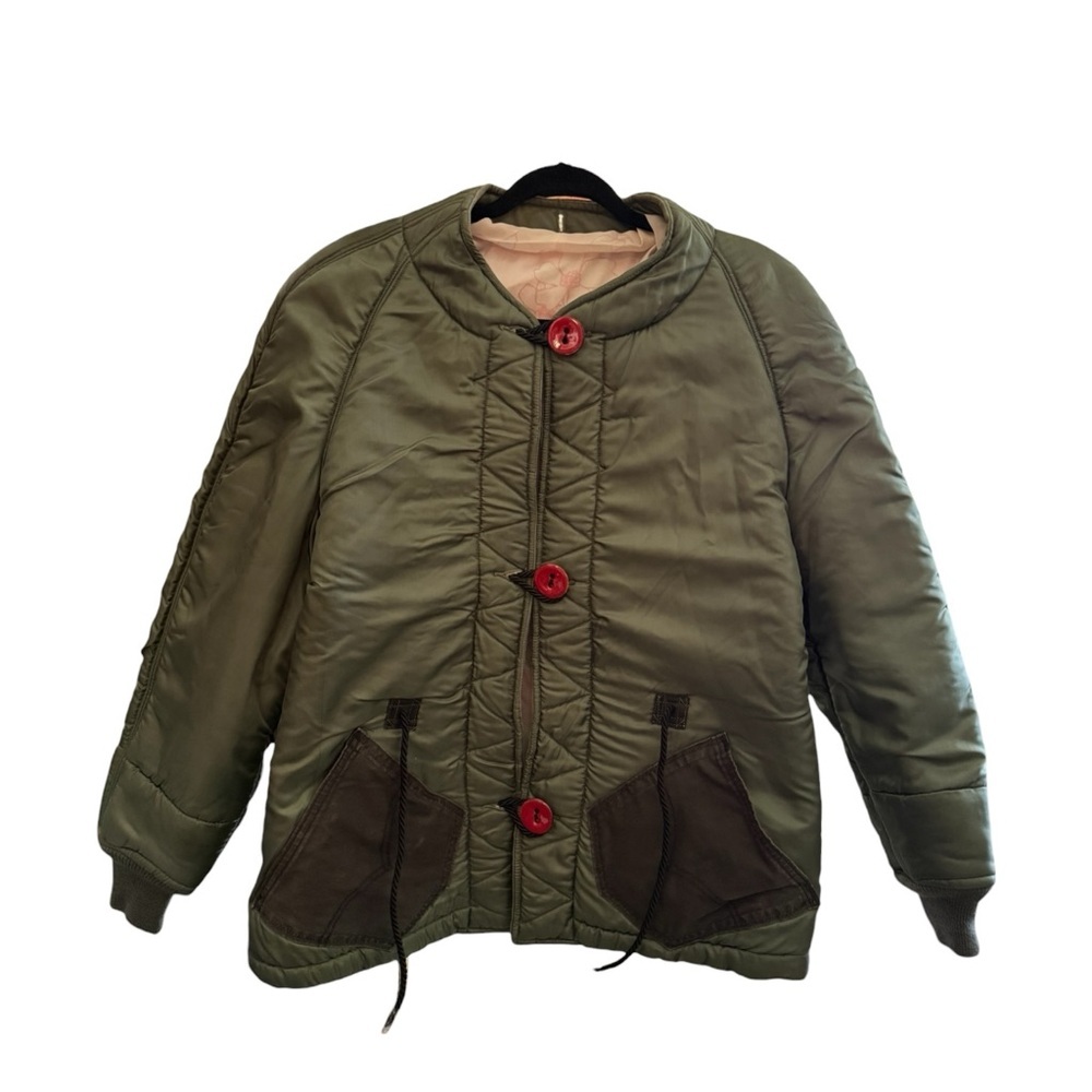 Vintage Military Liner L Jacket Green VOZA Rework Upcycled Streetwear Indie - Picture 2 of 11